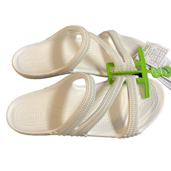 Crocs Kadee II Jewels Strappy Diamante White Sandals Women's Size 9 New - Picture 5 of 7